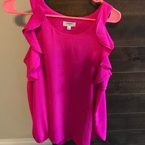 Umgee Fuschia Dress Top with Ruffles